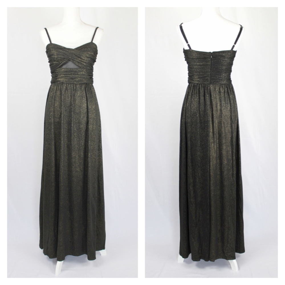Liquid Metallic Maxi Dress Black & Gold - Picture 5 of 9